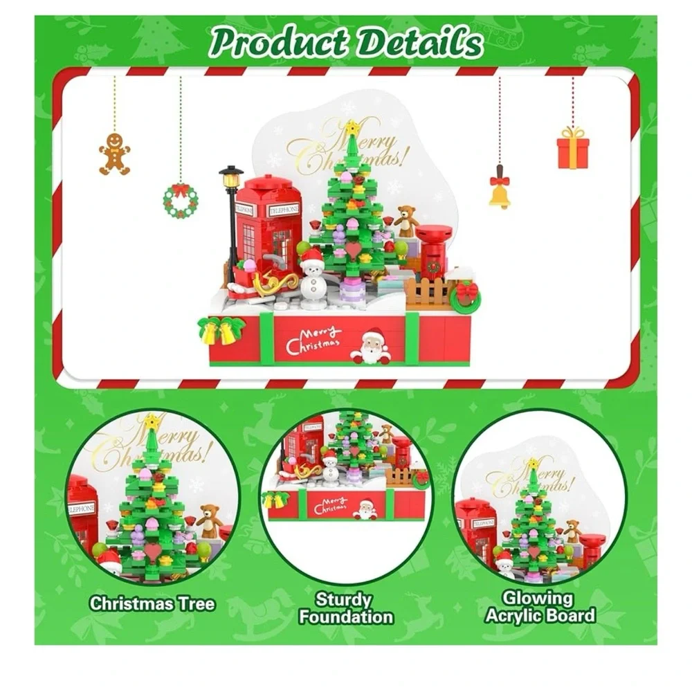 Christmas Building Block Set with Tree and Snowman